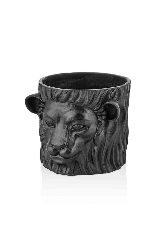 Diamond Black Lion Figure Vase
