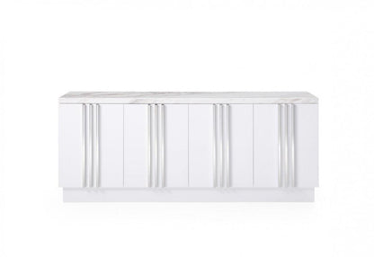 Buffet moderne de luxe en marbre et acier inoxydable 