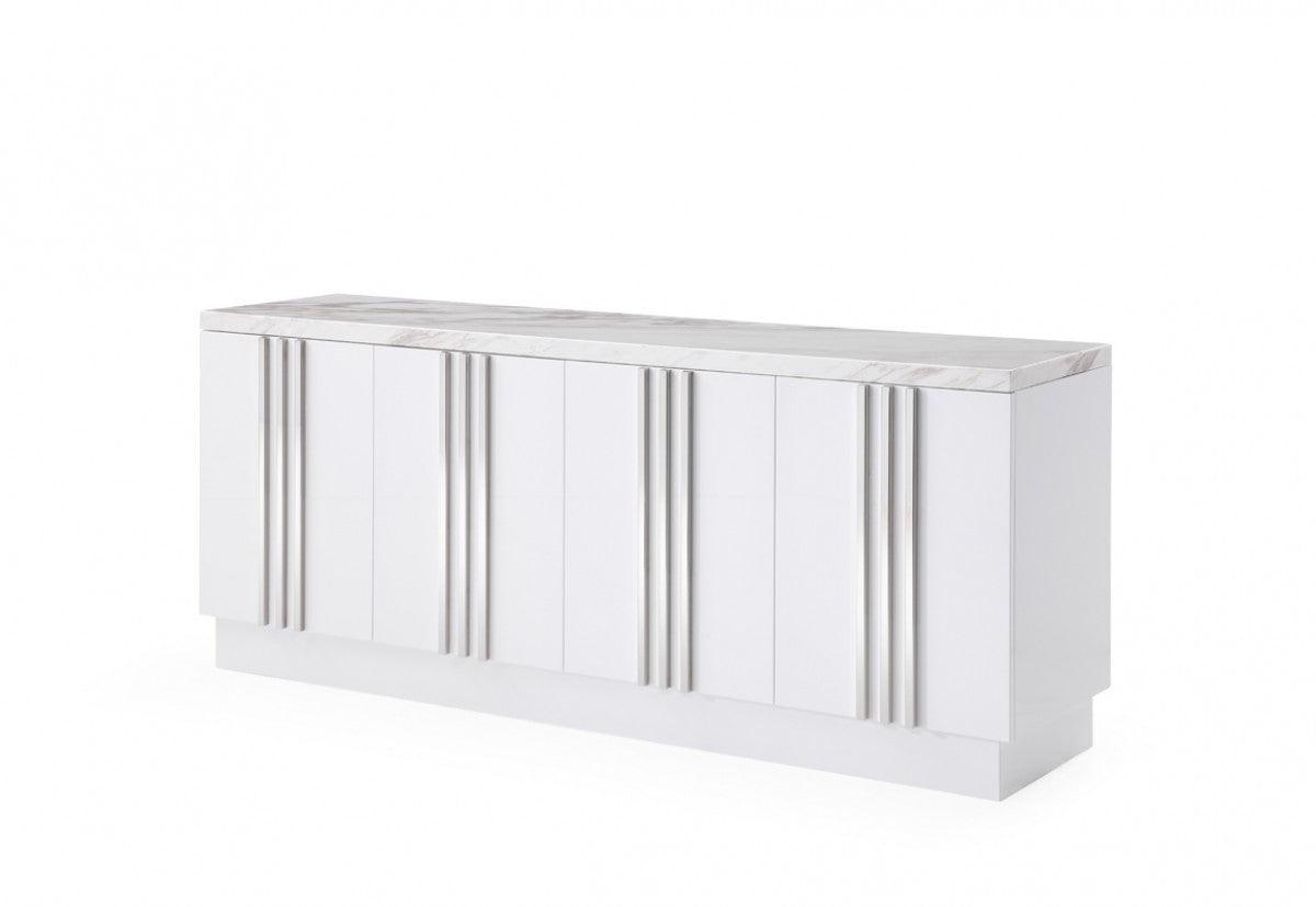 Buffet moderne de luxe en marbre et acier inoxydable 