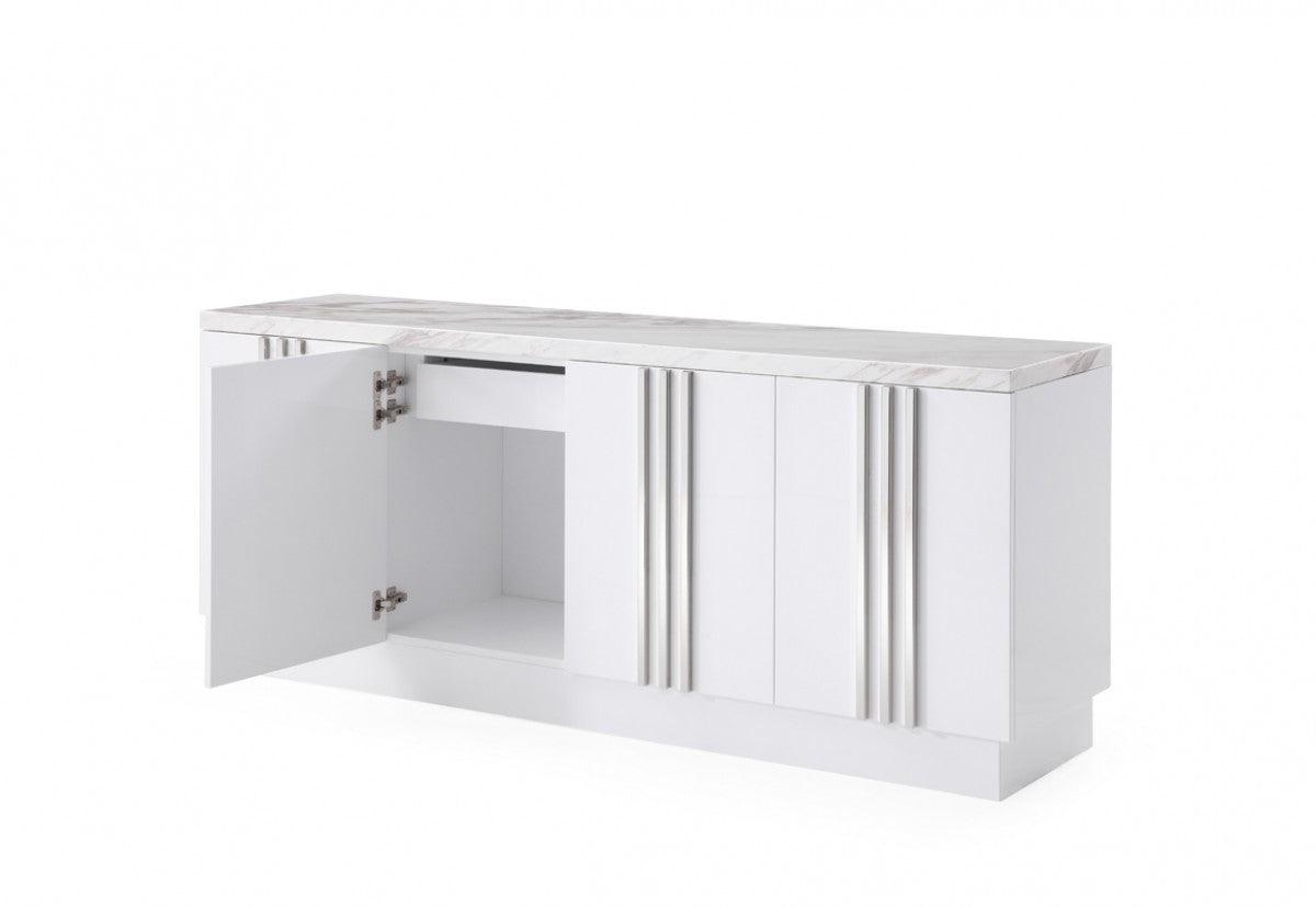 Buffet moderne de luxe en marbre et acier inoxydable 