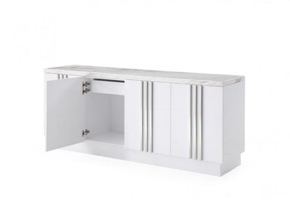 Buffet moderne de luxe en marbre et acier inoxydable 