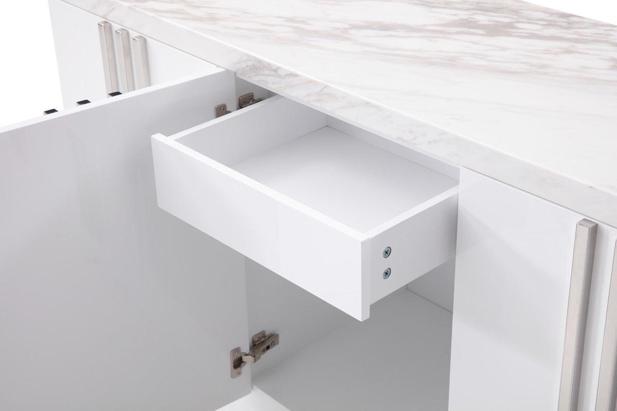 Buffet moderne de luxe en marbre et acier inoxydable 