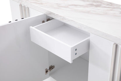 Buffet moderne de luxe en marbre et acier inoxydable 