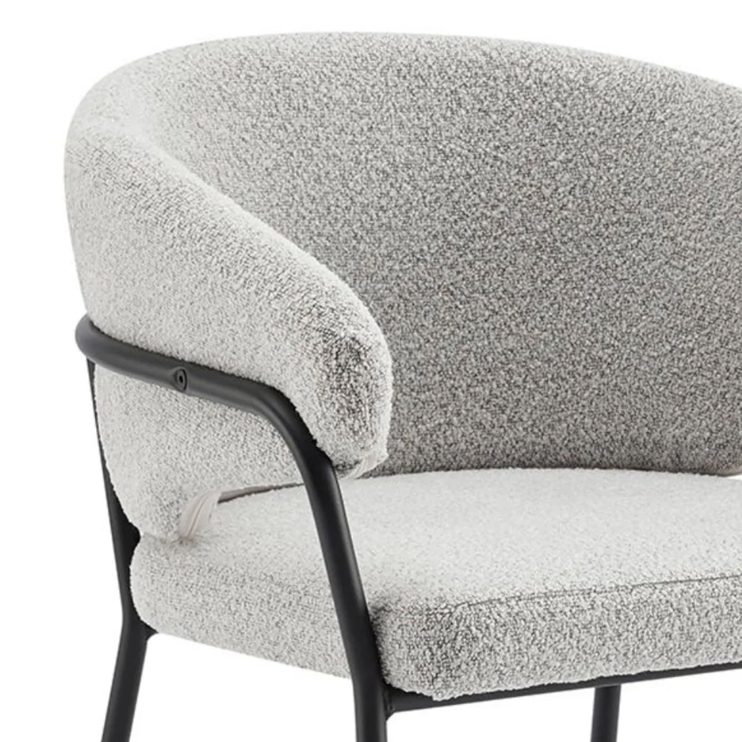 Chaise de salle à manger Capri gris clair bouclée avec cadre noir élégant