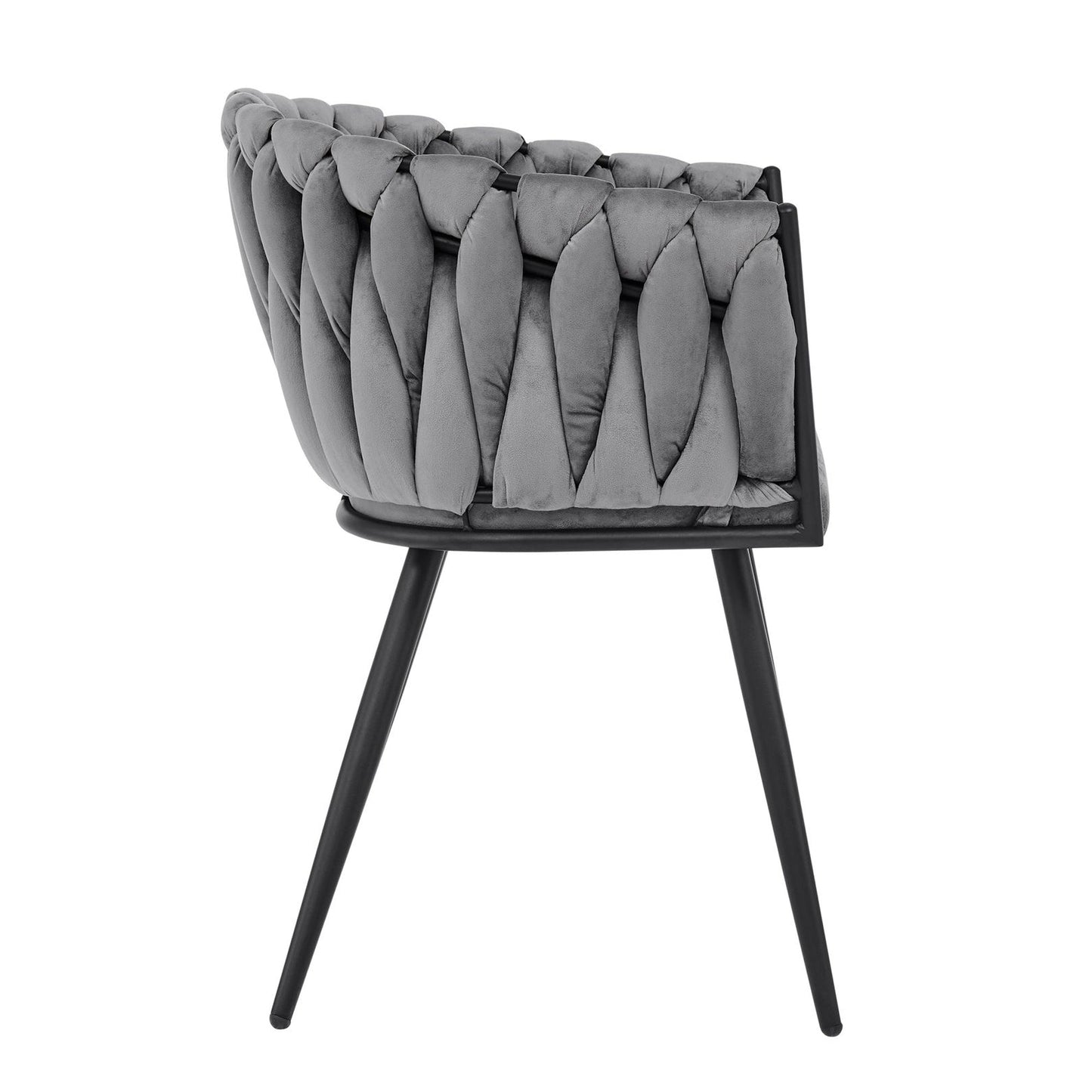 Chaise de salle à manger en velours tressé gris Iris avec cadre noir