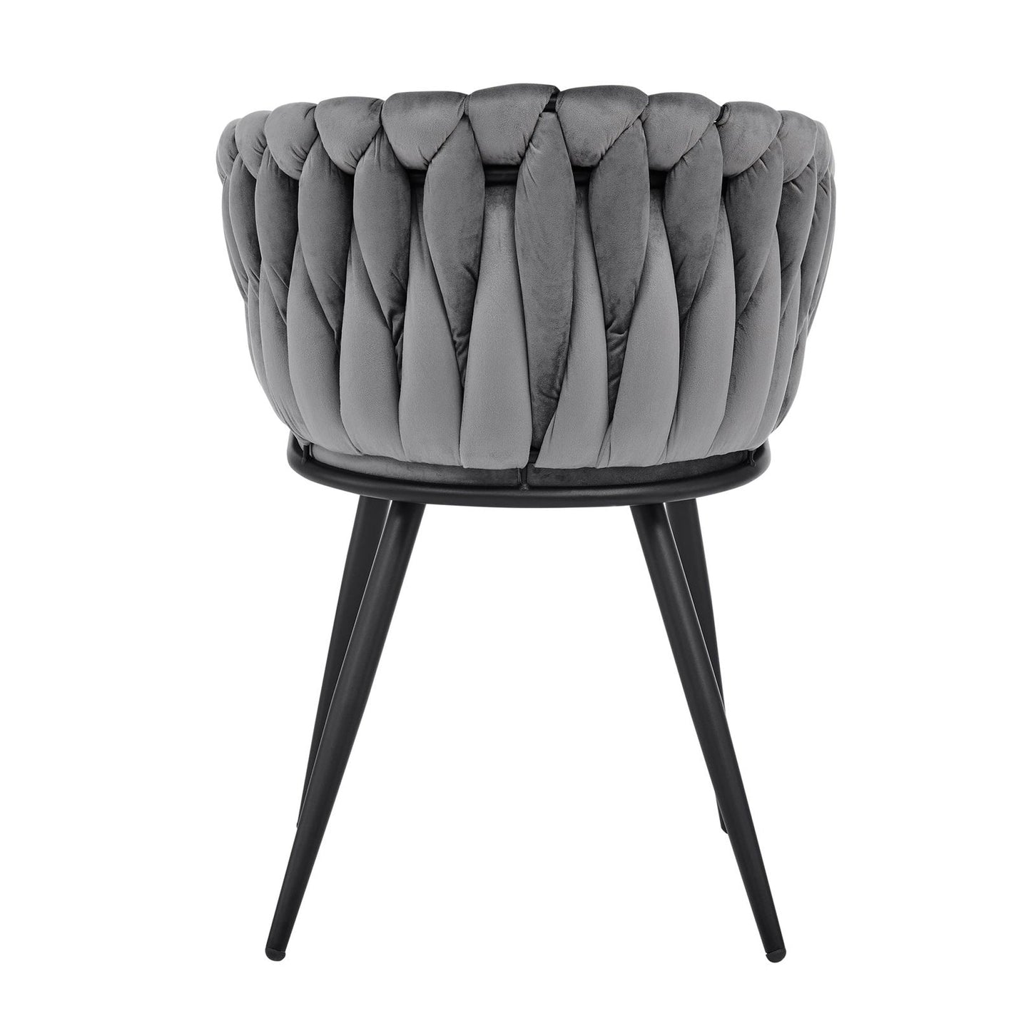 Chaise de salle à manger en velours tressé gris Iris avec cadre noir