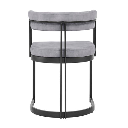 Chaise de salle à manger incurvée Mia en velours gris et cadre noir