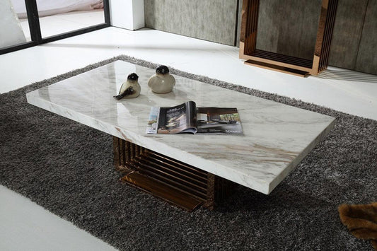 Luxe Modern Marble & Rosegold Coffee Table