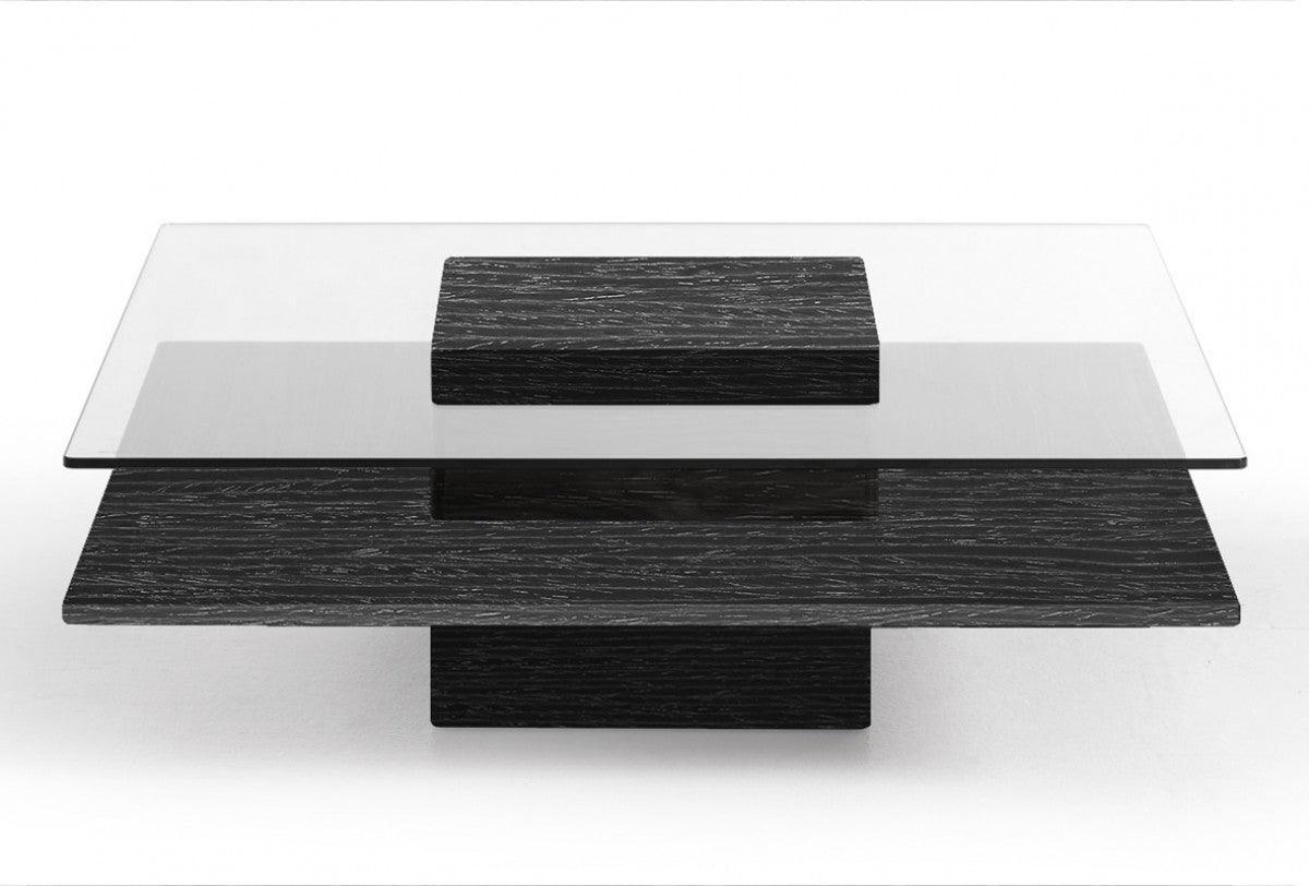 Table basse Reverie en orme gris et verre