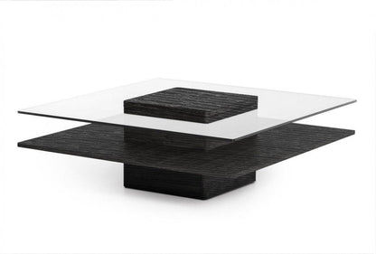 Table basse Reverie en orme gris et verre