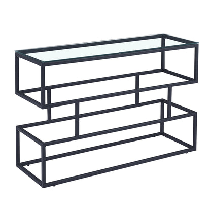 Console Lina en verre transparent avec cadre noir mat