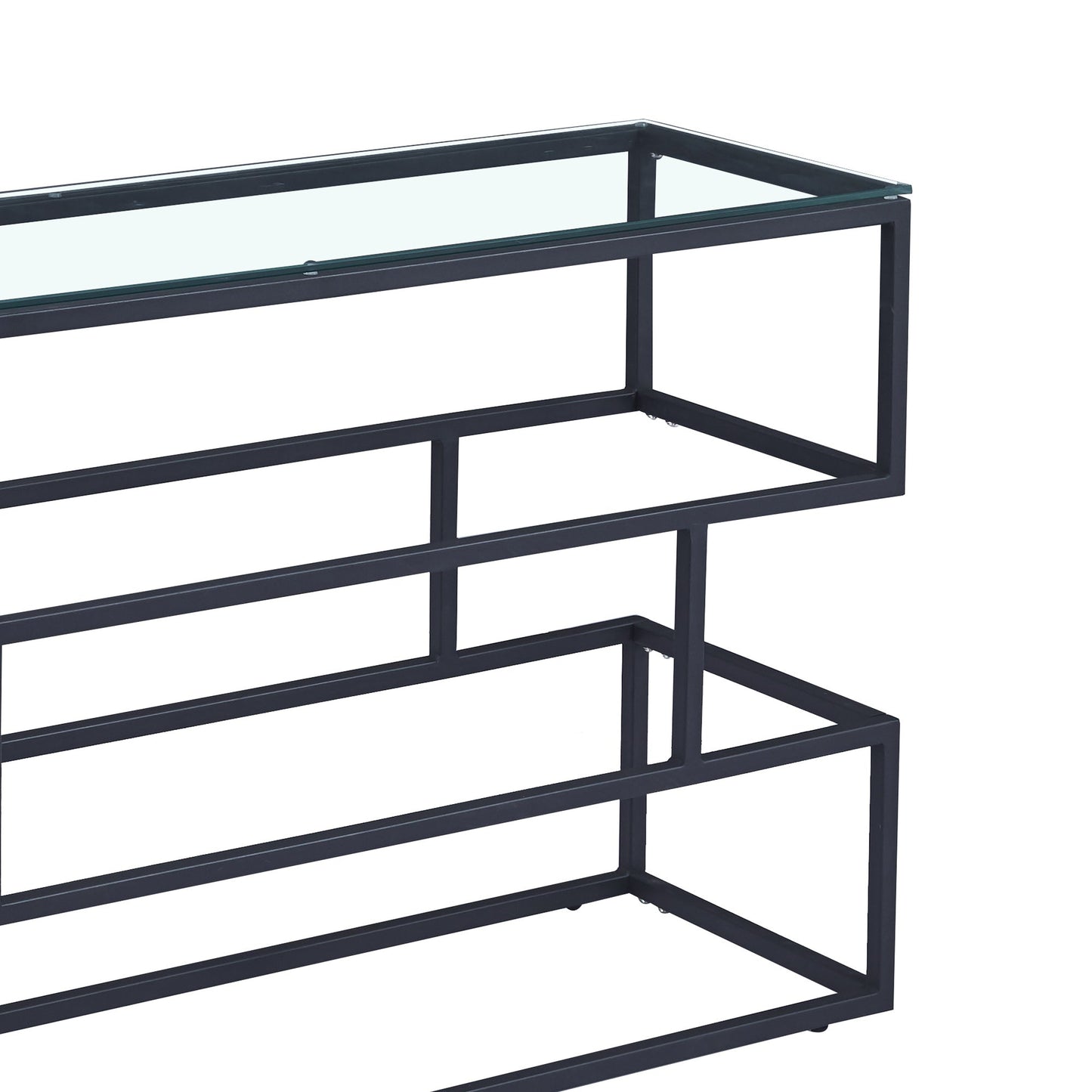 Console Lina en verre transparent avec cadre noir mat
