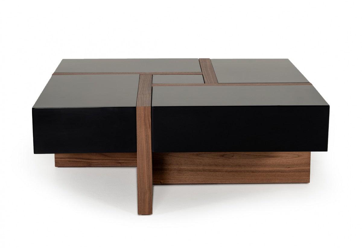 Table basse moderne Malibu noire et noyer 