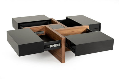 Table basse moderne Malibu noire et noyer 