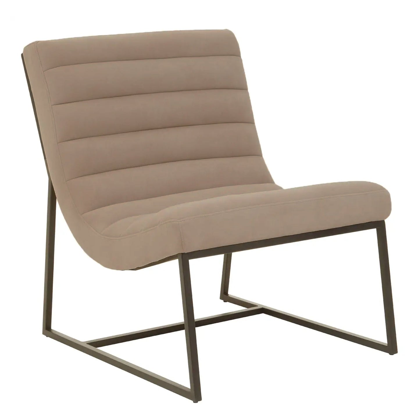 Fauteuil d'appoint en velours taupe côtelé avec cadre noir, modèle EX Display