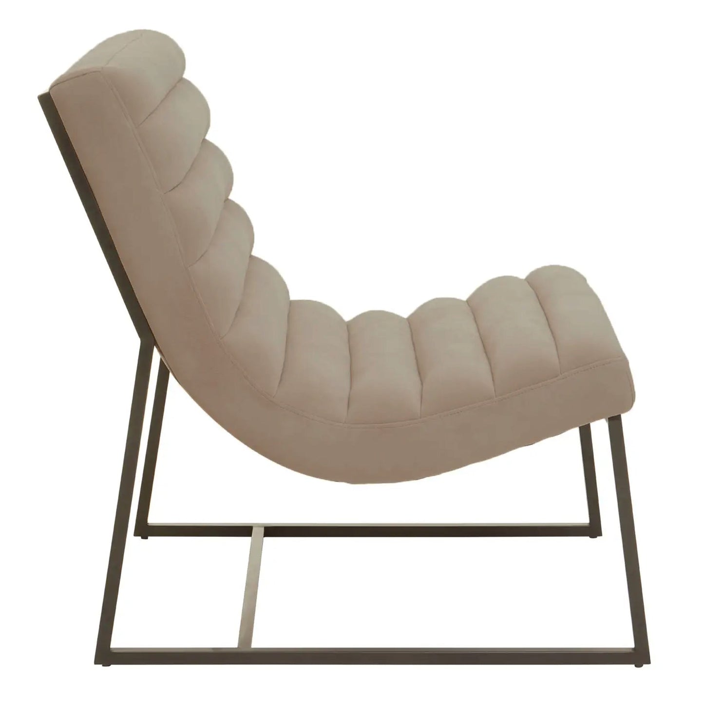 Fauteuil d'appoint en velours taupe côtelé avec cadre noir, modèle EX Display