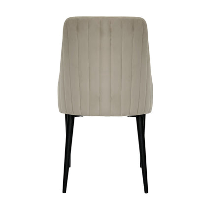 Chaise de salle à manger Vera en velours beige avec pieds noirs