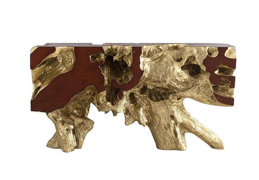Freeform Console Table - Small in Gold Leaf/Faux Bois