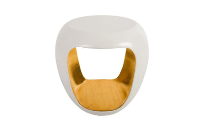 Table d'appoint Grotto Blanc perle et feuille d'or