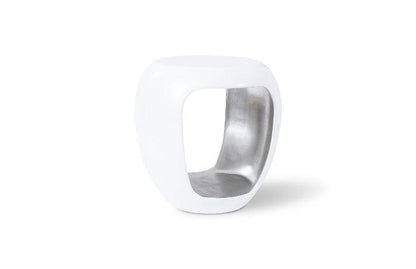 Table d'appoint Grotto Blanc perle et feuille d'argent