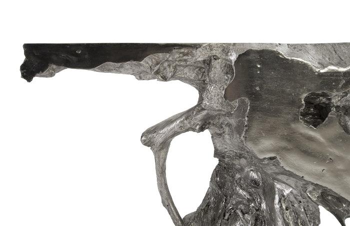 Table console Freeform en feuille d'argent