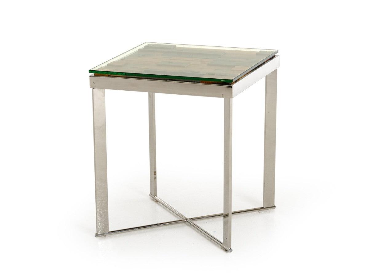 Sara Modern Rectangular Wood Mosaic End Table