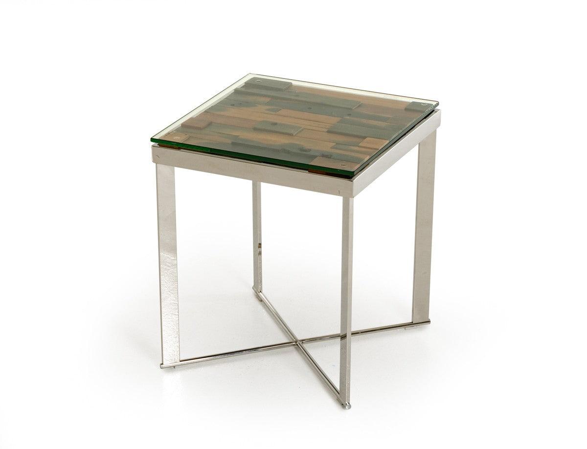 Sara Modern Rectangular Wood Mosaic End Table