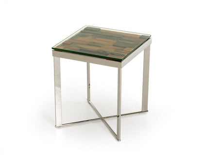 Sara Modern Rectangular Wood Mosaic End Table