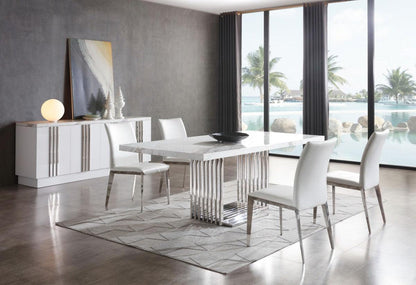 Buffet moderne de luxe en marbre et acier inoxydable 