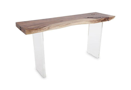Floating Chamcha Wood Console Table with Acrylic Legs